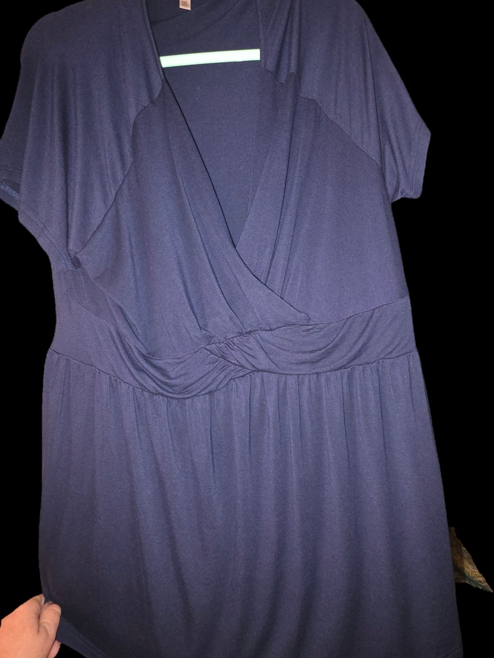 Navy Wrap Front Short Sleeve Tunic Top